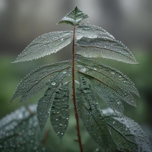 a plant with water droplets on it and the word  water  on it