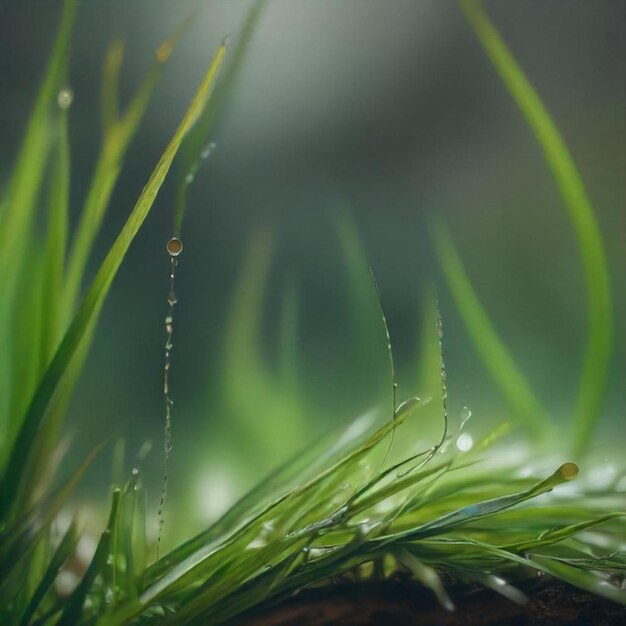 Photo a plant with water drops on it and a drop of water on it