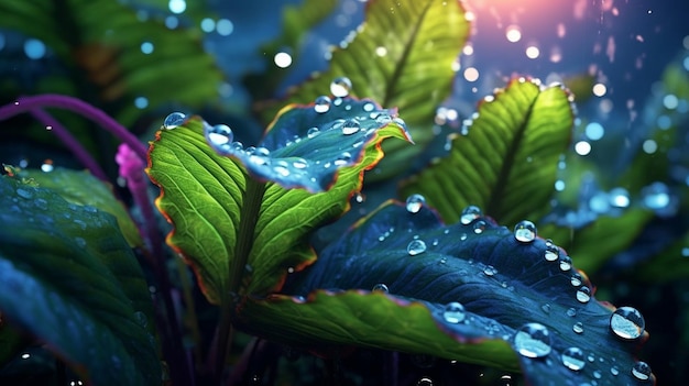 A plant with water drops on it