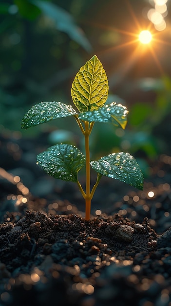 a plant with water drops on it