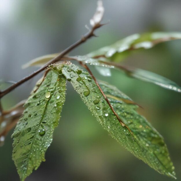 a plant with water drops that is on it