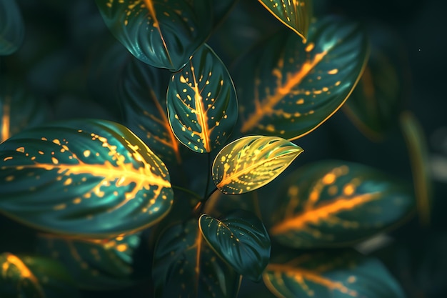 a plant with yellow and green leaves and a green plant with yellow spots