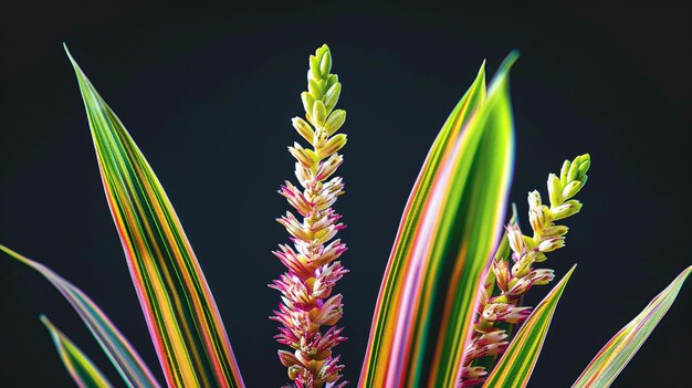 Plantas com folhas verdes e detalhes coloridos