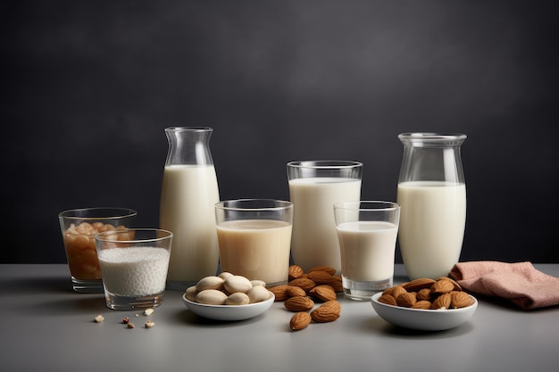 Plantbased dairy alternatives A range of plantbased AI generated