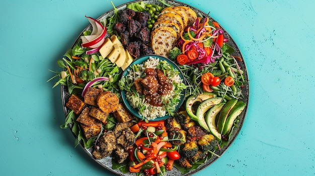 PlantBased Dinner Arranged on a Platter Isolated