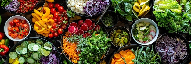 Photo a plantbased meal prep scene with fresh vegetables and fruits