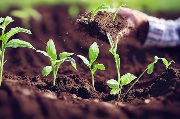 Planting seedling flower in soil