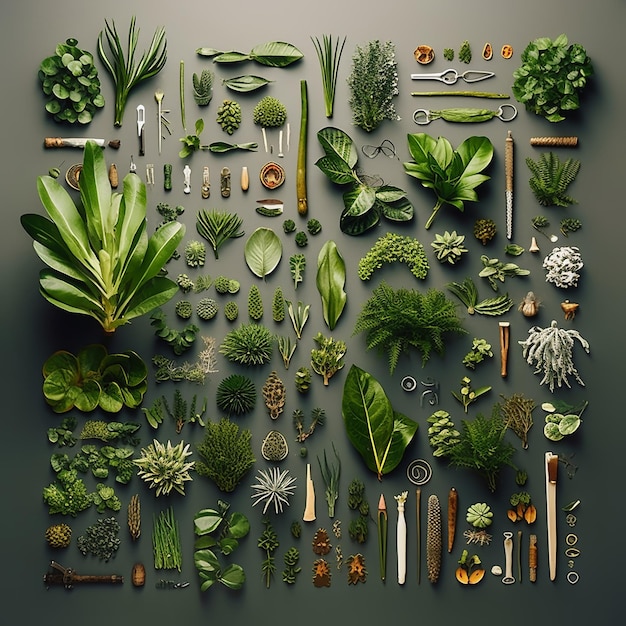 Photo plants are arranged neatly using knolling style