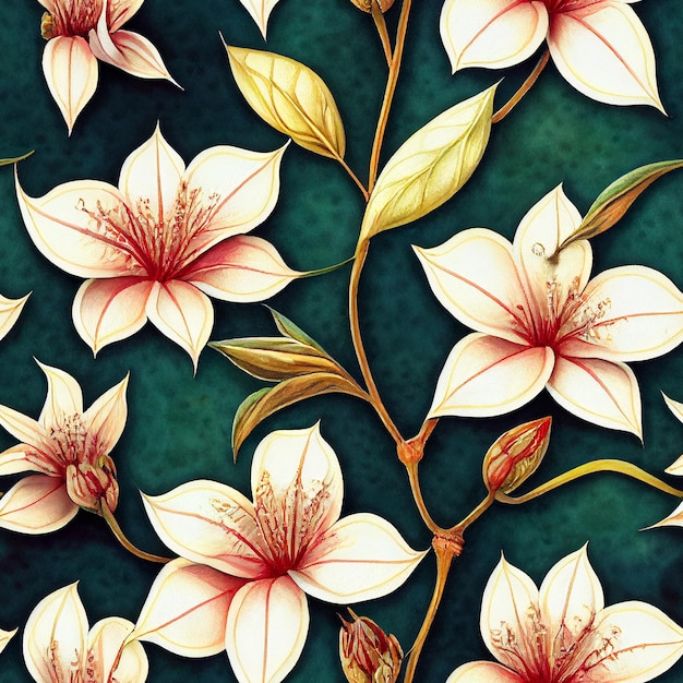 Plants leaves and flowers fantastic seamless pattern