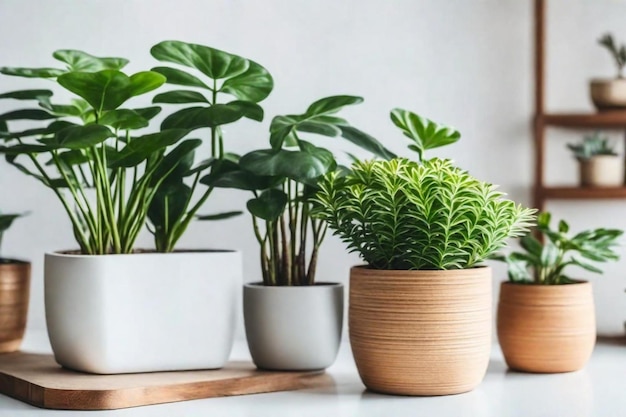 plants on a table with a white box that says  potted