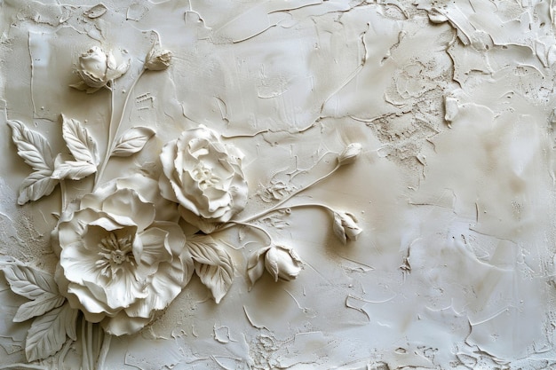 Photo plaster relief with floral designs in classical style