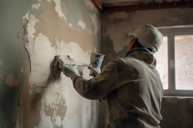 Plastering the walls in the apartment AI Generated