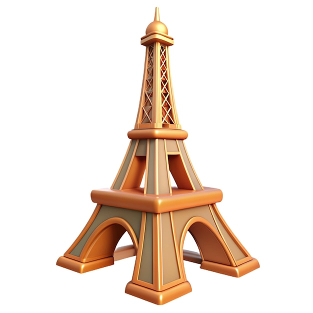 Plastic 3D Eiffel Tower Isolated On White Background