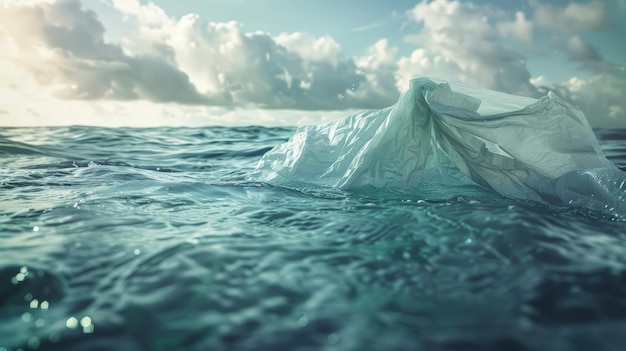 Plastic bag in the ocean