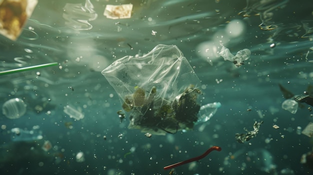 Photo a plastic bag underwater