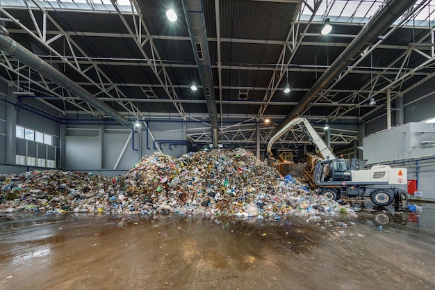 Plastic bales at the waste processing plant Separate garbage collection Recycling and storage of waste for further disposal Business for sorting and processing of waste