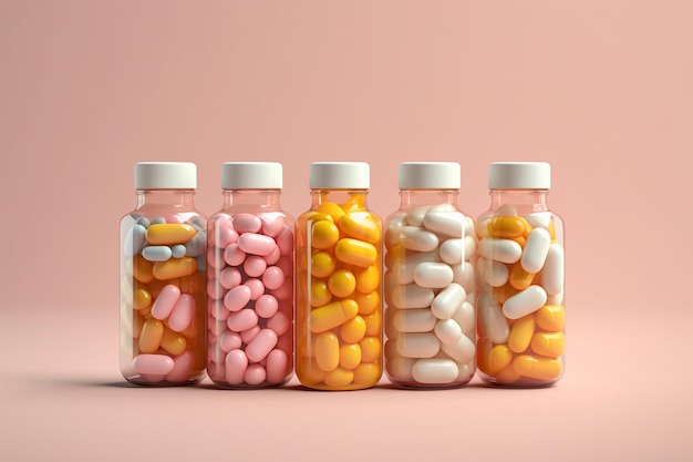 Plastic bottle and container with pills isolated