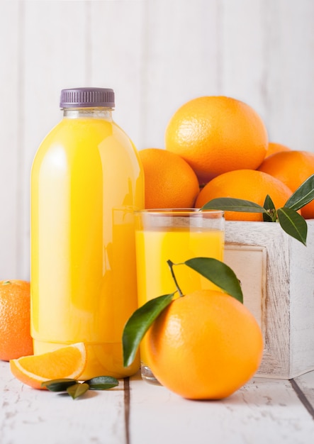 Plastic bottle of raw organic fresh orange juice