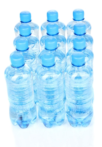 Plastic bottles of water isolated on white