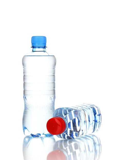 Plastic bottles of water isolated on white