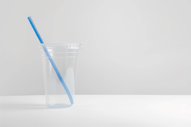 Photo plastic cup and straw isolated on a white isolated background