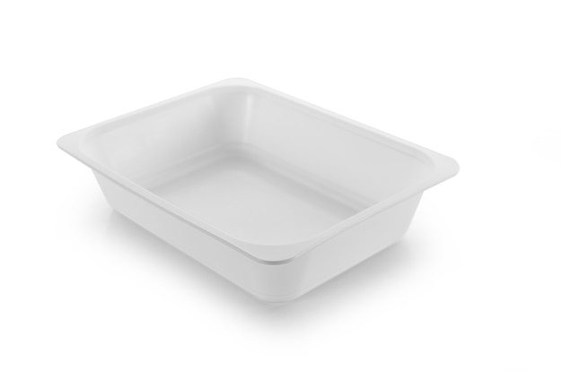 Plastic empty bowl on white background