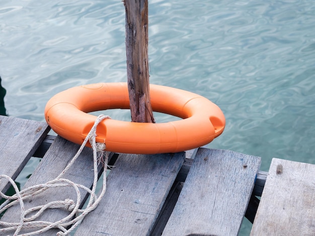 Plastic lifebuoys at the piers to prevent tourists from falling into the river or sea