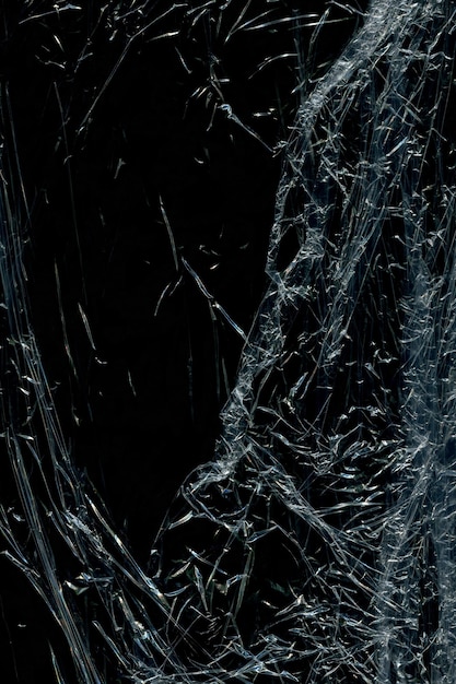 Plastic packaging wrap texture on black background