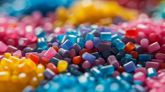 Plastic pellets Background Closeup Plastic granules Polymer plastic beads resin polymer