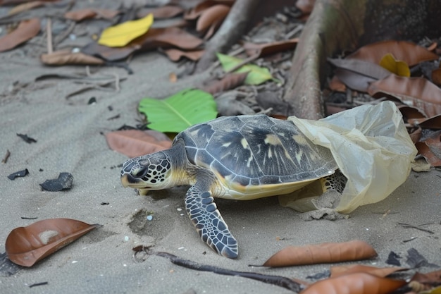 Plastic Pollution In Ocean Turtle Eat Plastic Bag Environmental Problem