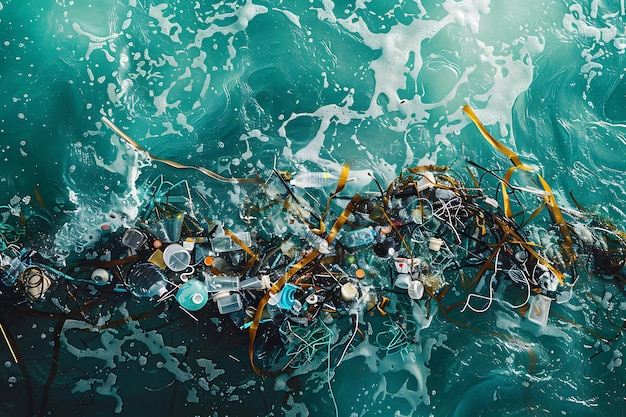 Photo plastic pollution in the ocean