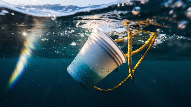 Photo plastic pollution underwater