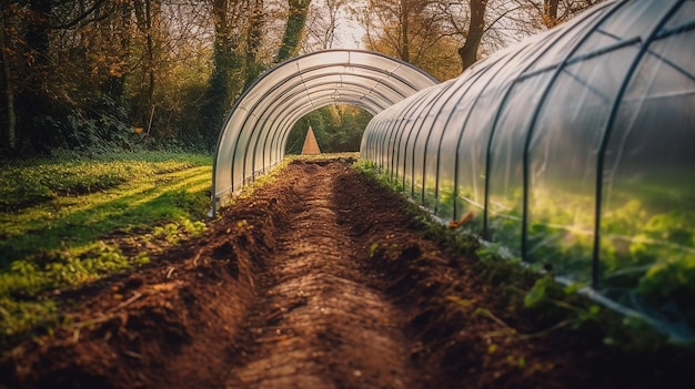 Photo plastic poly tunnels for gardening