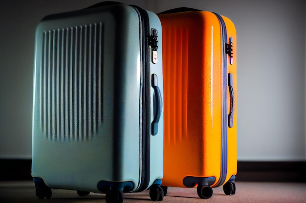 Plastic Travel Suitcases The concept of vacation and travel Generative AIxA