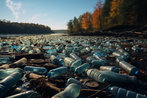 Plastic waste on the beach Pollution environment concept