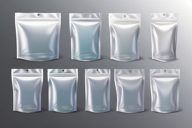 Photo plastic ziplock bags empty zip pouches isolated waterproof disposable blank polythene