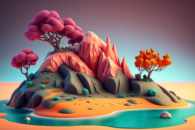 Plasticine art tropical island Generative AI