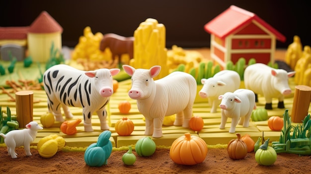 Plasticine Farm A Whimsical Gathering of Diverse Farm Animals