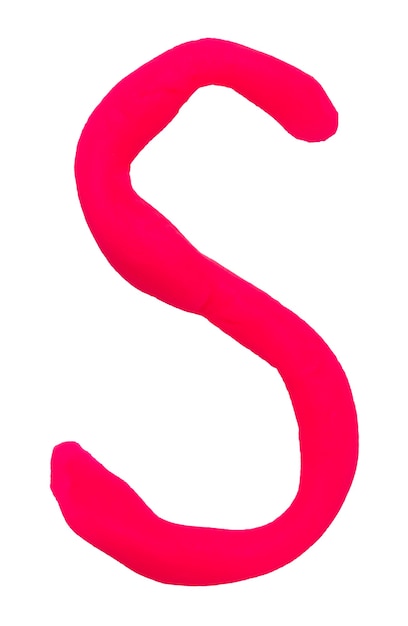 Plasticine letter S isolated on a white background.