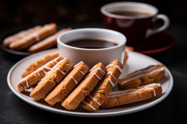 A plate of almond biscotti cookies perfect for dipping in coffee