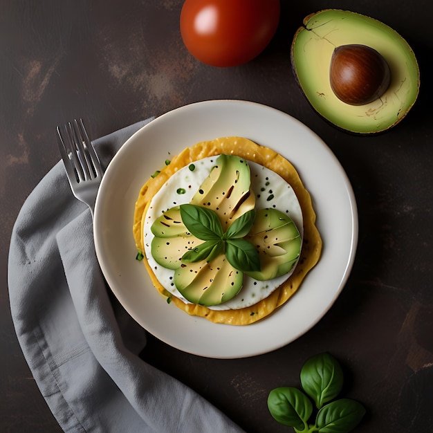 Photo a plate of avocado with avocado and avocado