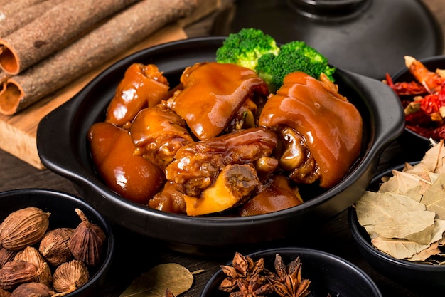 A plate of braised pork feet