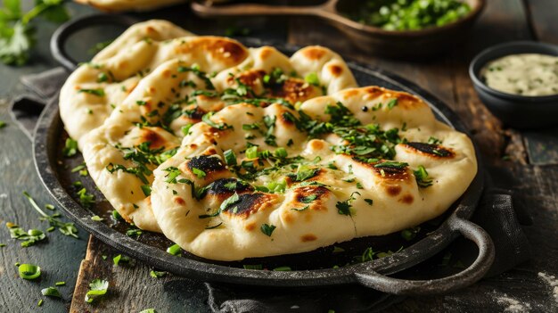 Plate of bread with parsley on top