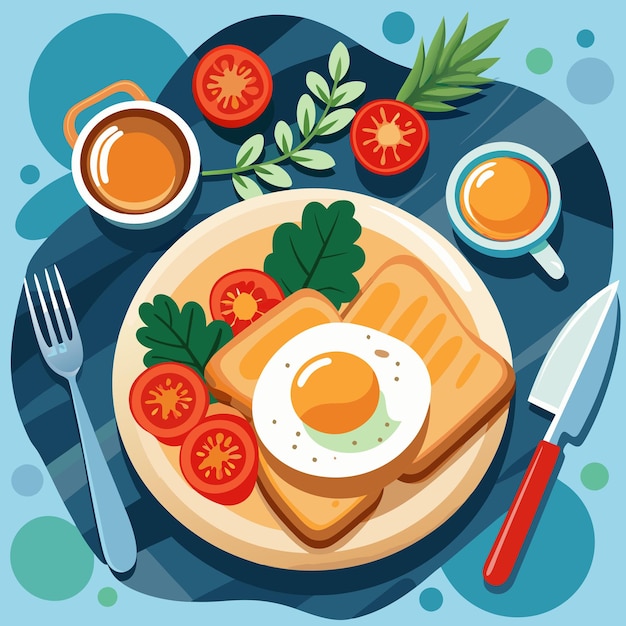 Photo a plate of breakfast food including eggs tomatoes and bread