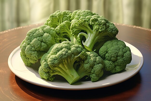 a plate of broccoli on a table