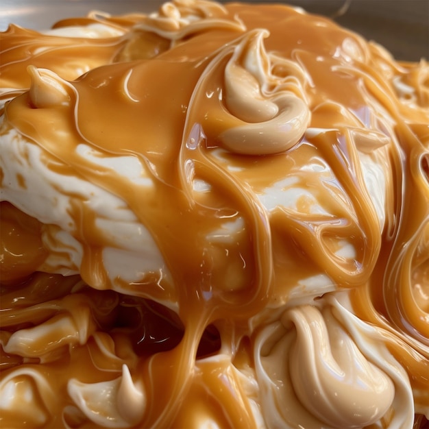 A plate of caramel whipped cream