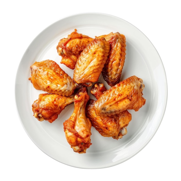 Photo a plate of chicken wings is shown on a white background