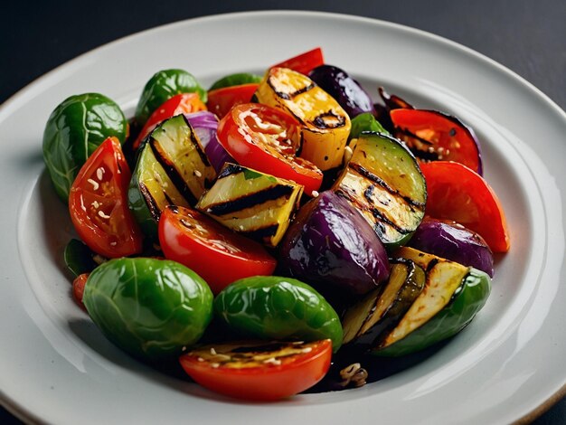 a plate of colorful vegetables including zucchini zucchini and peppers