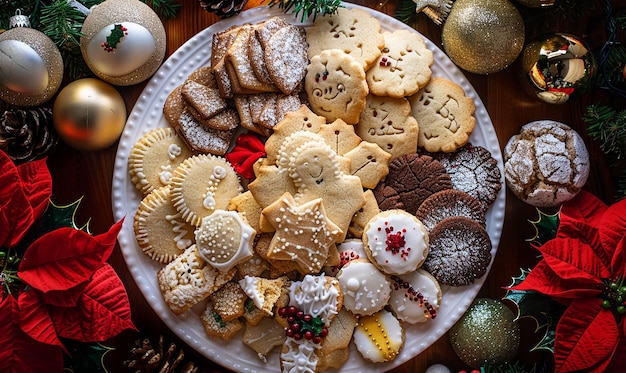 a plate of cookies with a face on it that saysmerry christmason it