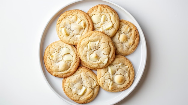 a plate of cookies with a white plate that says quot peanut butter quot